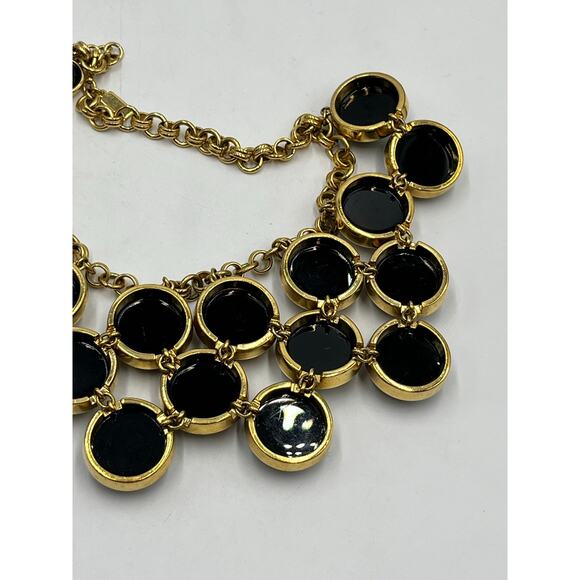 Kate Spade New York Connect Four Black Rhinestone Gold Statement Bib Necklace - Picture 10 of 14